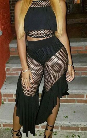 Flounced High Waist Two-Piece - Picture 1 of 3